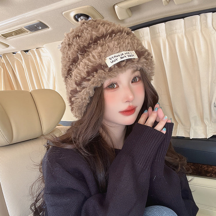 流行帽子|2024新款冬季條紋毛線帽女韓版顯臉小保暖針織帽舒適柔軟騎行套頭「C2823」24.01-4