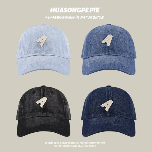 流行帽子|大頭圍牛仔棒球帽女夏季顯臉小防曬帽學生百搭防紫外線遮臉鴨舌帽「C3753」24.03-3