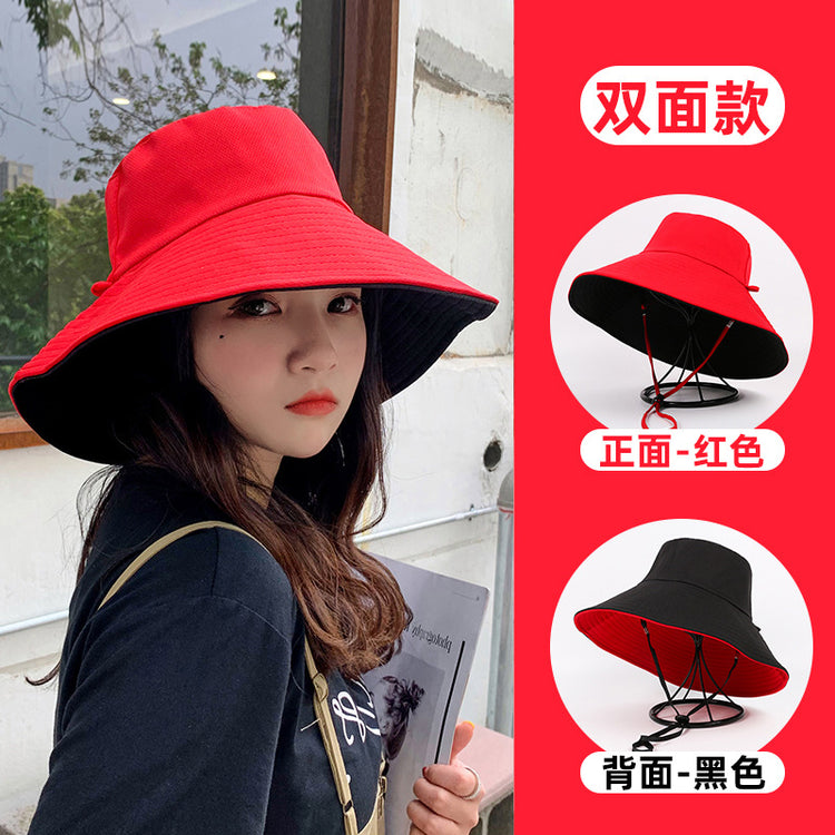 流行帽子|帽子女雙面漁夫帽日系大沿韓版遮陽帽夏季百搭防曬防紫外線太陽帽「E09419」25.03-2