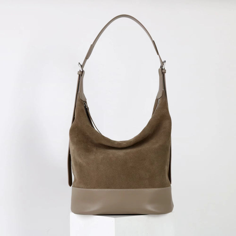 質感真皮|2025年新美拉德高級感輕奢高質感磨砂牛皮大容量水桶包時尚「6173」25.09-2