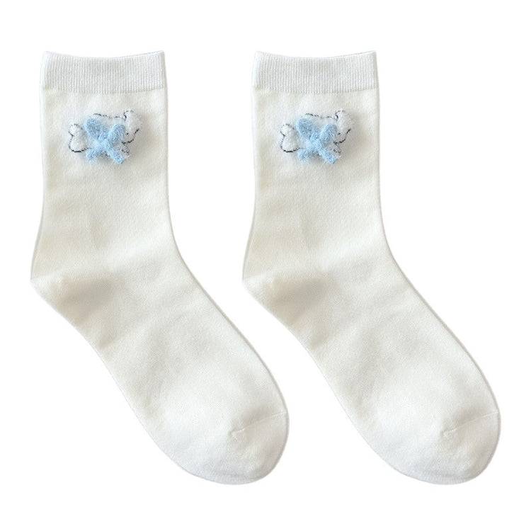 女襪|襪子女士彈力無骨親膚舒適中筒襪植絨卡通棉質吸汗透氣堆堆襪「XHS25103」25.09-5