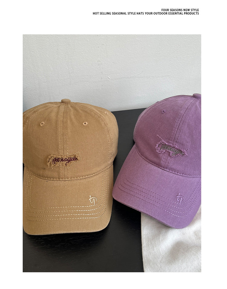 流行帽子|新款字母刺繡棒球帽春秋季韓版百搭簡約純色情情侶校園休閒鴨舌帽「C4893」25.01-2