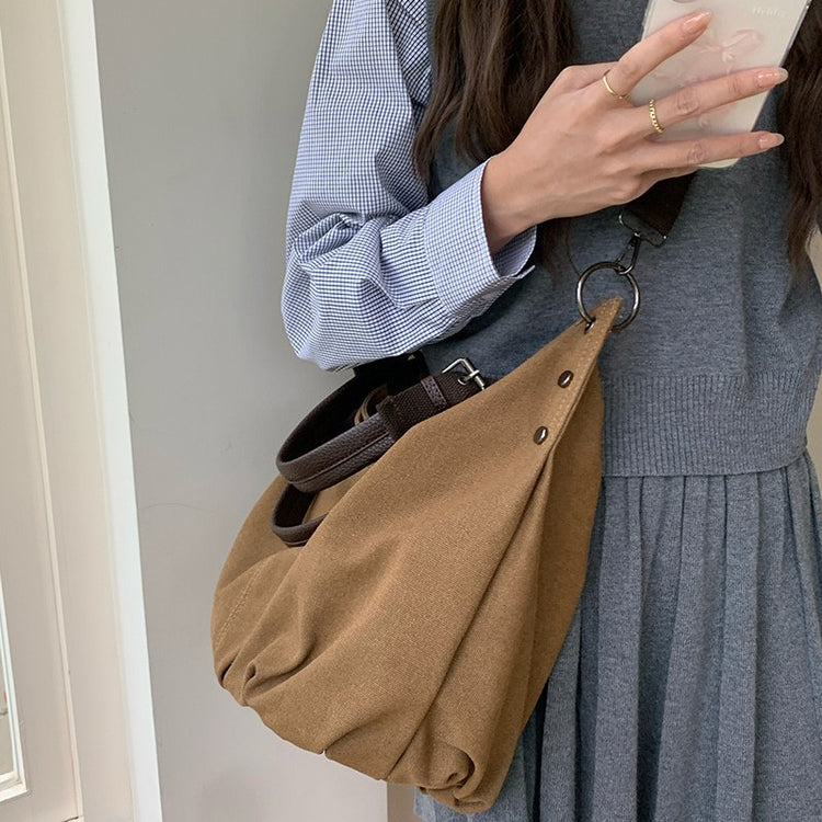 日韓流行|日系托特包新款 女士大容量帆布袋復古通勤手提包單肩斜挎大包「9543#」25.03-1