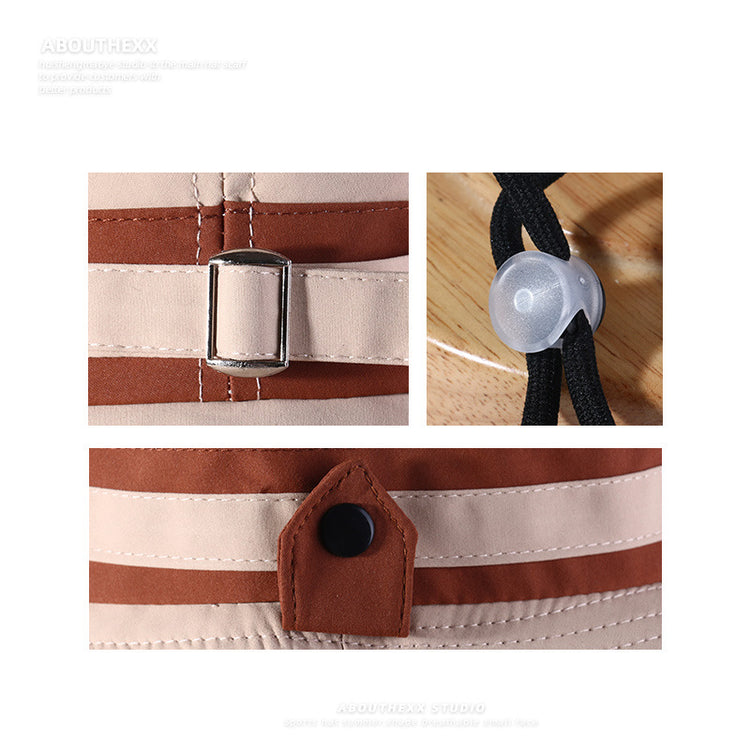 流行帽子|戶外露營大帽檐速乾帽子女防紫外線登山漁夫帽抽繩遮陽釣魚防曬帽「C4407QC」25.07-3