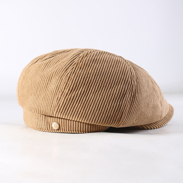 流行帽子|2025秋冬新款燈芯絨八角帽女英倫風貝雷帽復古百搭顯臉小帽子男潮「C5654」25.09-5