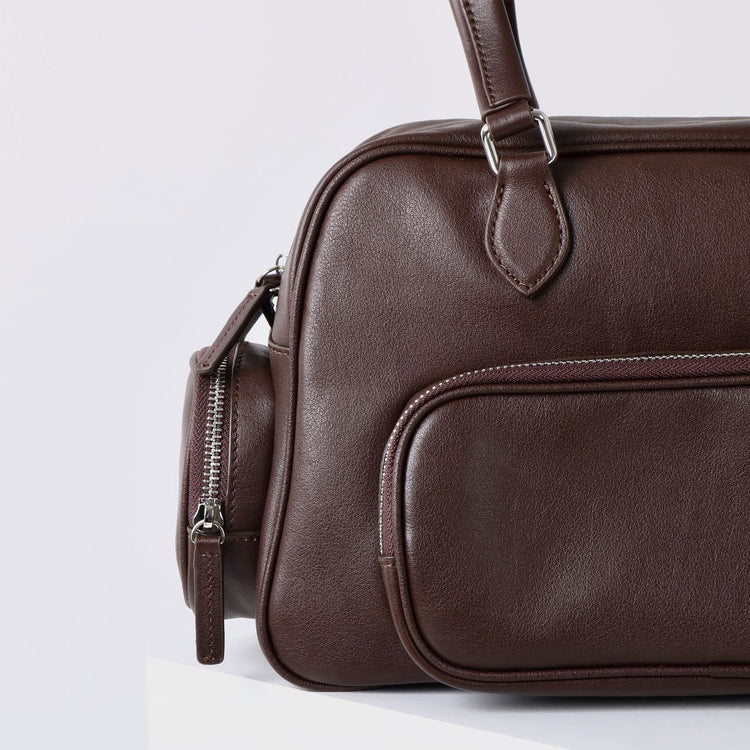 質感真皮|2024新款復古運動手提包機車包大容量秋冬單肩公文包休閒真皮女包「3301」24.12-4