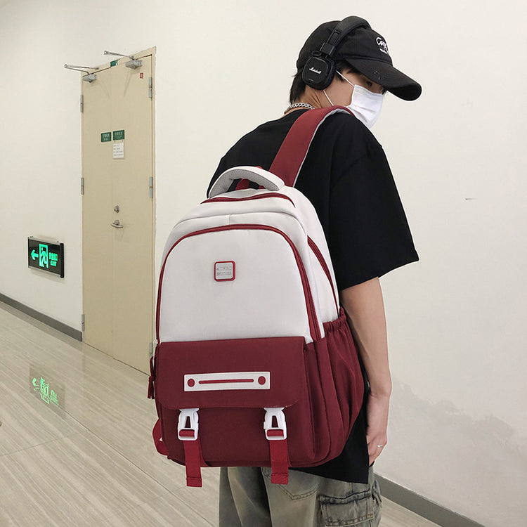 致青春|雙肩包男士簡約大容量電腦旅行背包韓版翻蓋大學生情侶雙肩包「543-133」24.09-2