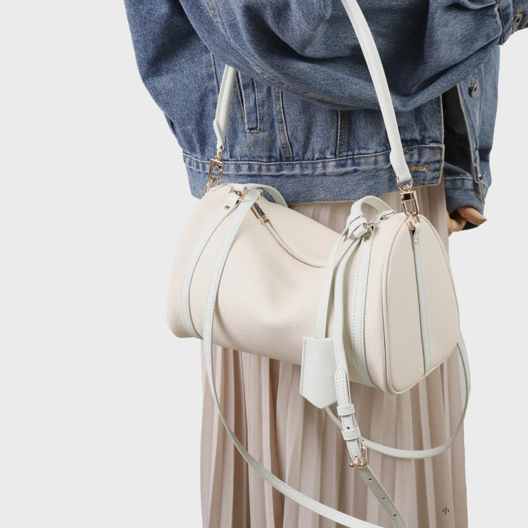 質感真皮|2025新頭層牛皮保齡球腋下包托特包波士頓枕頭包手提單肩斜挎包「6189」25.11-4