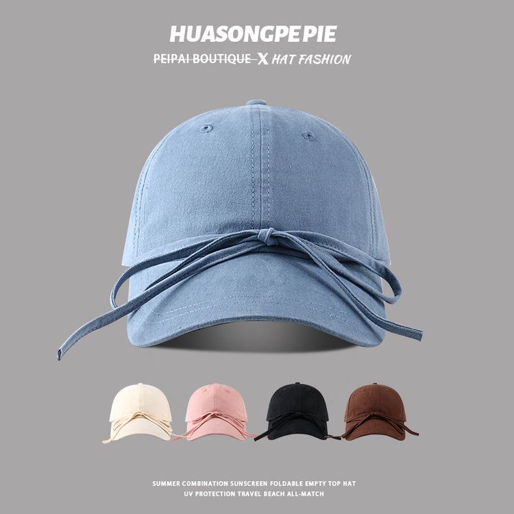 流行帽子|蝴蝶結鴨舌帽女顯臉小網紅時尚棒球帽甜美防曬帽子學生百搭太陽帽「C3730」24.03-2