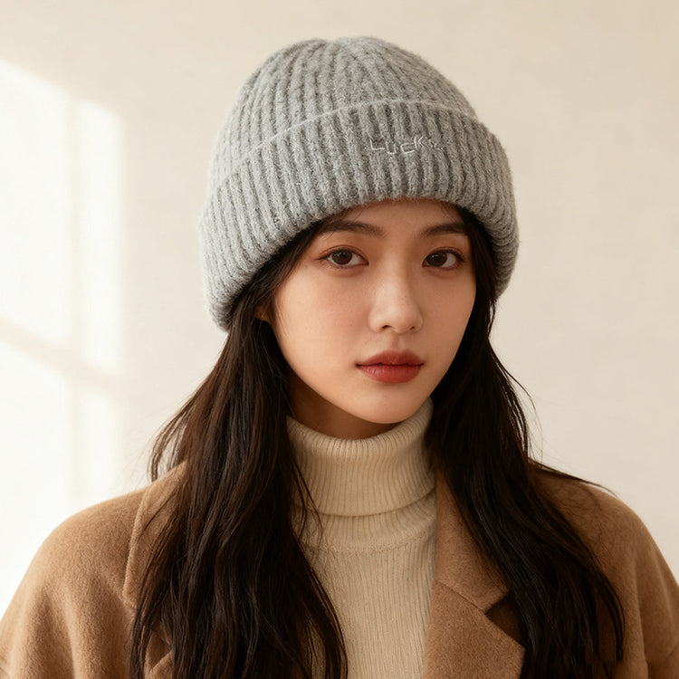 流行帽子|2025新款帽子女毛線帽保暖護耳顯臉小針織帽時尚百搭刺繡套頭帽潮「C5877」25.12-1