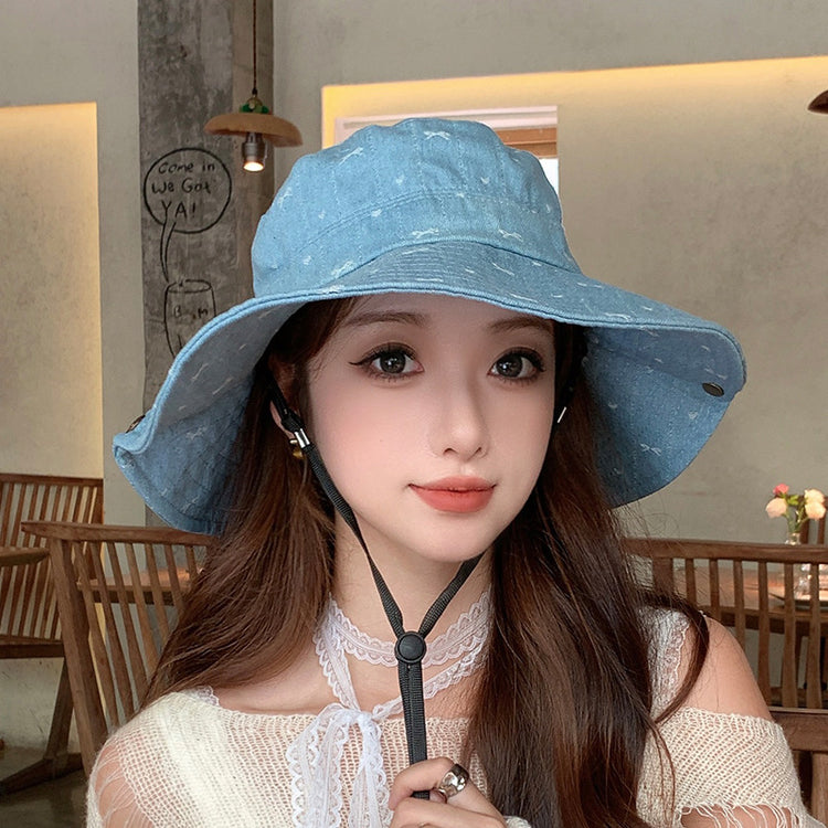 流行帽子 | 韓國水洗做舊登山帽蝴蝶結牛仔漁夫帽子女春秋戶外運動遮陽防曬帽「C5446」25.08-2