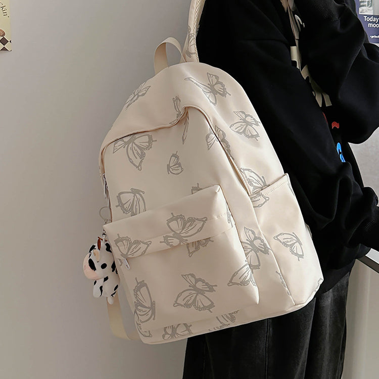 致青春|雙肩包女日系ins風蝴蝶設計背包外出旅遊輕便背包大容量學生書包「8084-125」24.10-3