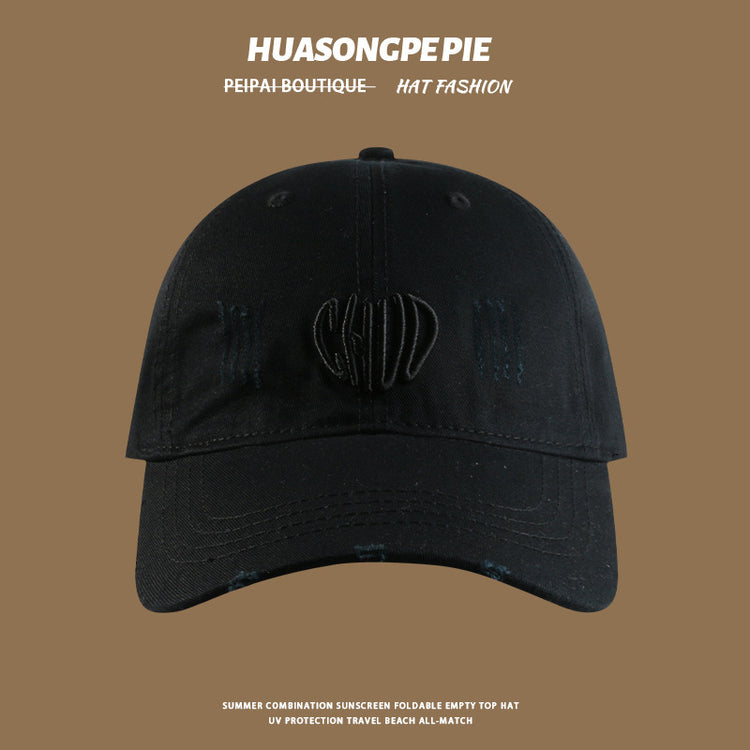 流行帽子|帽子防曬帽夏季女新款立體刺繡CHVD字母純色寬檐百搭遮臉棒球帽潮「C4065」24.06-3