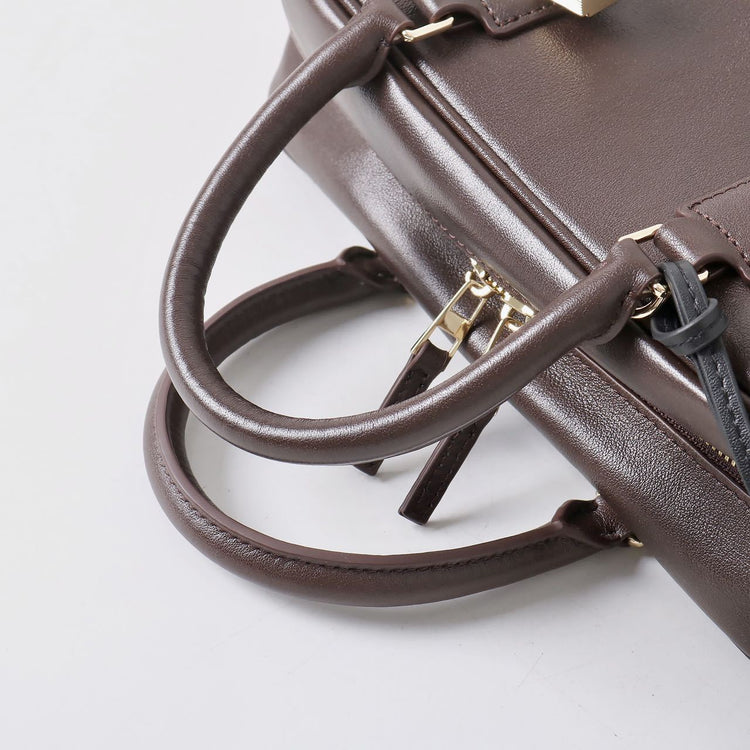 質感真皮|冬季新款保齡球包波士頓包手提包包女枕頭包百搭小方包單肩斜挎包「3660」24.11-4