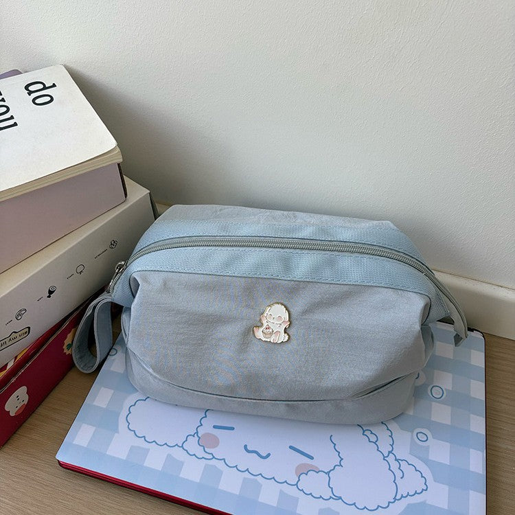 日韓流行|手提化妝包女2025新款便攜尼龍防水洗漱包立體版簡約大容量收納包「Q9035」25.09-5