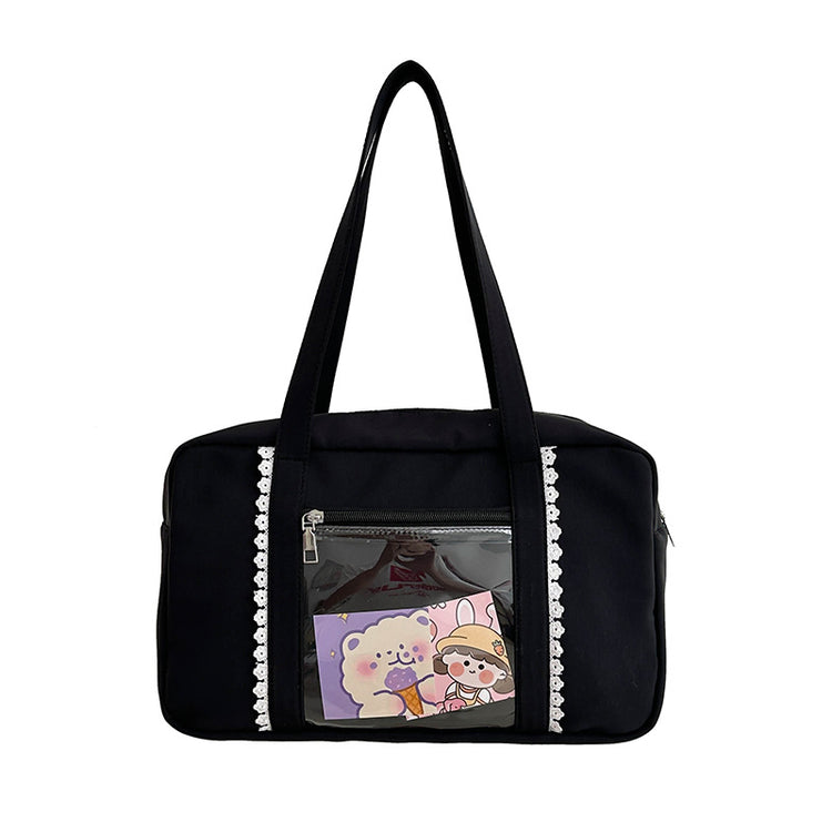 致青春|可愛痛包日系少女通勤百搭手提包大容量單肩包學院風透明包「654-23」24.10-2