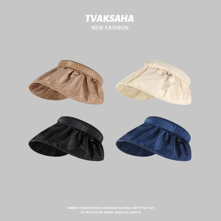 流行帽子|防曬帽女夏季防紫外線2024新款遮陽帽貝殼空頂帽遮臉大檐發箍帽子「C4273」24.08-3