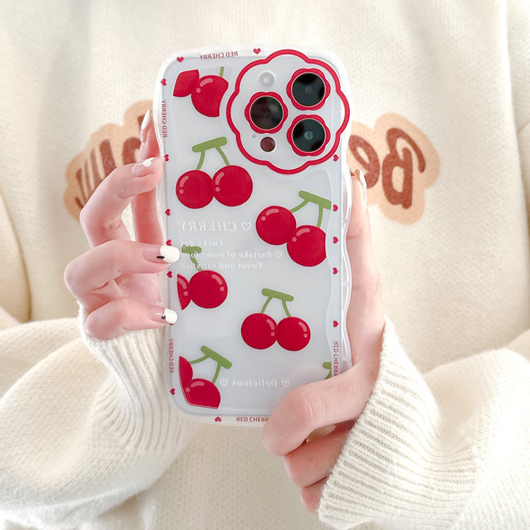 手機殼|蘋果14/13Promax櫻桃iphone12適用11花孔波浪手機殼xr批發78「BQ4298」24.11-2