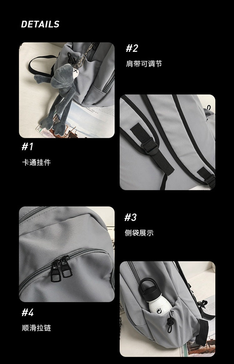 致青春|簡約單色尼龍雙肩包女韓版高中大學生書包15.6吋大容量電腦背包「181-127」24.02-1