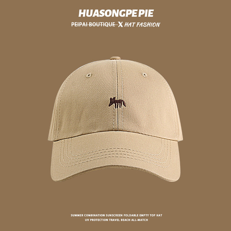 流行帽子|帽子防曬帽夏季女刺繡小狐狸棉質棒球帽學生可愛顯臉小鴨舌帽子男「C4051」24.06-2