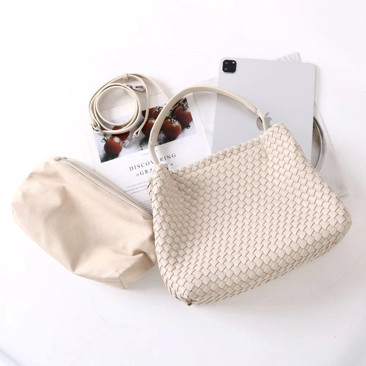 質感真皮|2025新款編織托特包女新款小眾設計高級感通勤大容量單肩腋下包包「7030」25.06-3