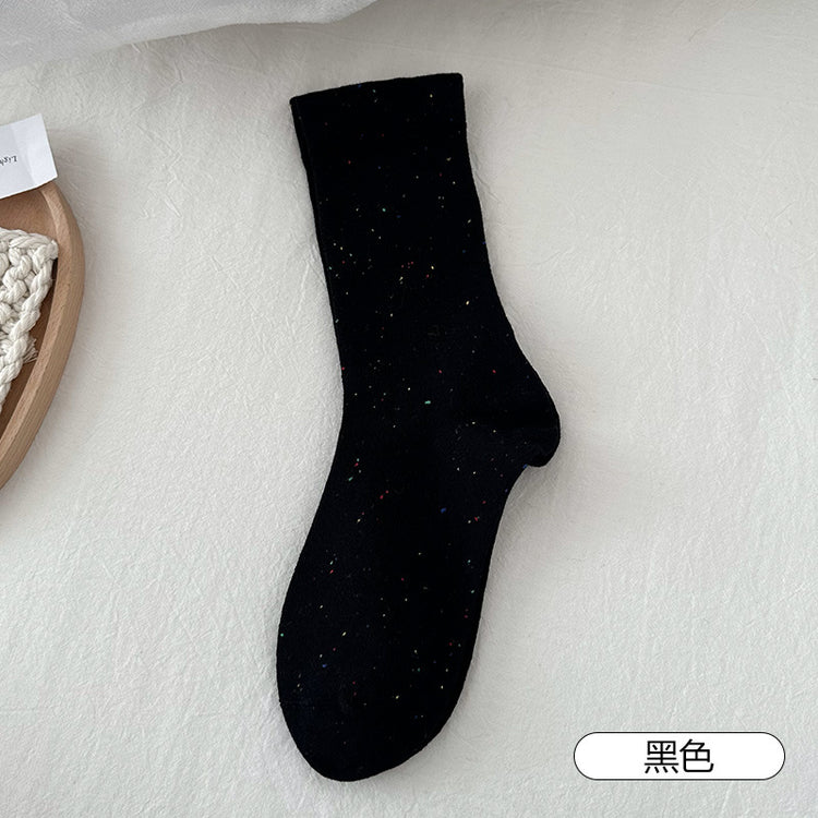 女襪|堆堆襪子女春夏季新款點子紗月子襪棉質親膚吸汗透氣彈力中筒襪「FM2502」25.03-1