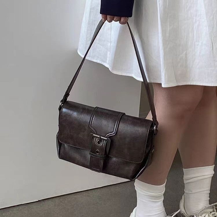 日韓流行|美拉德復古腋下包包女士2025新款高級質感女包單肩包斜挎小方包「9602#」25.05-2