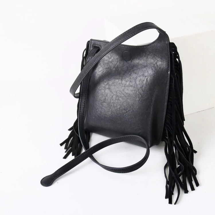 質感真皮|2025全新流蘇軟牛皮斜背包度假風百搭休閒信封包潮流輕奢單肩斜挎包「7058」25.09-4