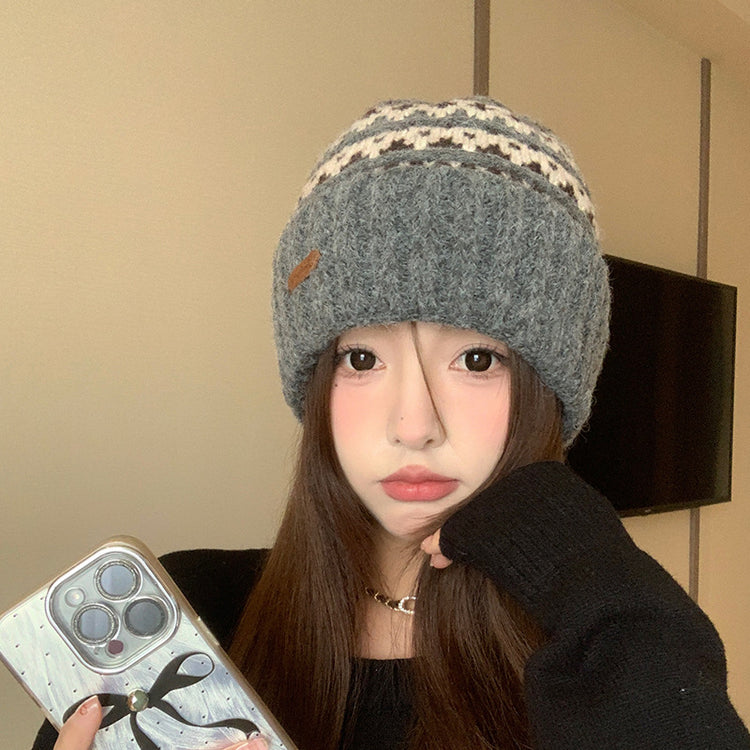 流行帽子|聖誕春節針織帽秋冬保暖防寒毛線帽學生情侶百搭護耳帽子騎車帽子「C4790」24.11-1