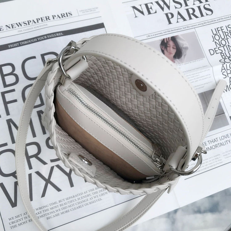 質感真皮|2024新夏季編織手提菜籃時尚百搭肩背包斜背包水桶網紅休閒包「6952」24.07-2