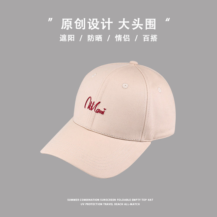 流行帽子|帽子遮陽帽女防曬硬頂大頭圍棒球帽原創設計顯臉小防紫外線鴨舌帽「C3775」24.03-4