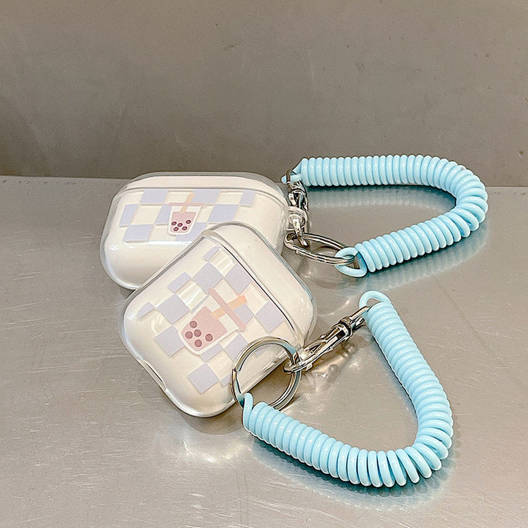 耳機套|適用2/3代藍格子無線藍牙耳機保護套airpodspro透明殼帶掛繩「BQ2503」24.07