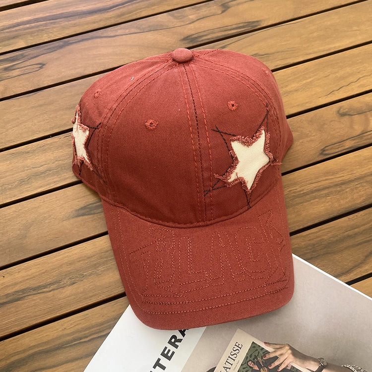 流行帽子|星星棒球帽男女2024年新款寬檐防曬鴨舌帽百搭復古顯臉小遮陽帽子「C3581」24.01-2