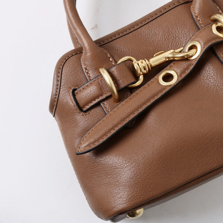 質感真皮|新款精緻迷你手拎中古保齡球斜背包通勤小眾復古百搭高級感包「8205」25.03-1