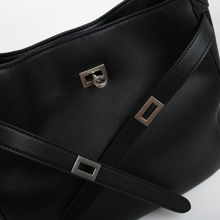 質感真皮|2024新款牛皮鎖扣托特包復古真皮水桶包大容量通勤單肩斜背包「5138#」24.08-1