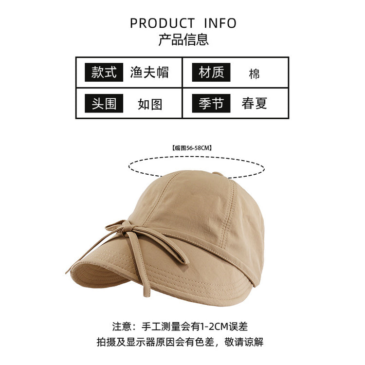 流行帽子|遮陽帽子女2024新款夏季速乾蝴蝶結漁夫鴨舌帽防曬防紫外線太陽帽「C3765」24.03-4