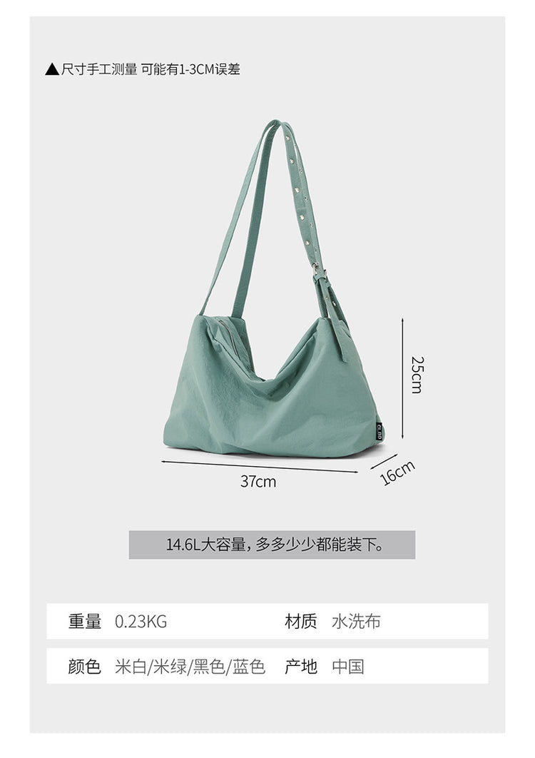 致青春|新款百搭女日系防水水洗布休閒通勤包腋下包斜挎餃子包手提單肩包「9771-121」25.10-2