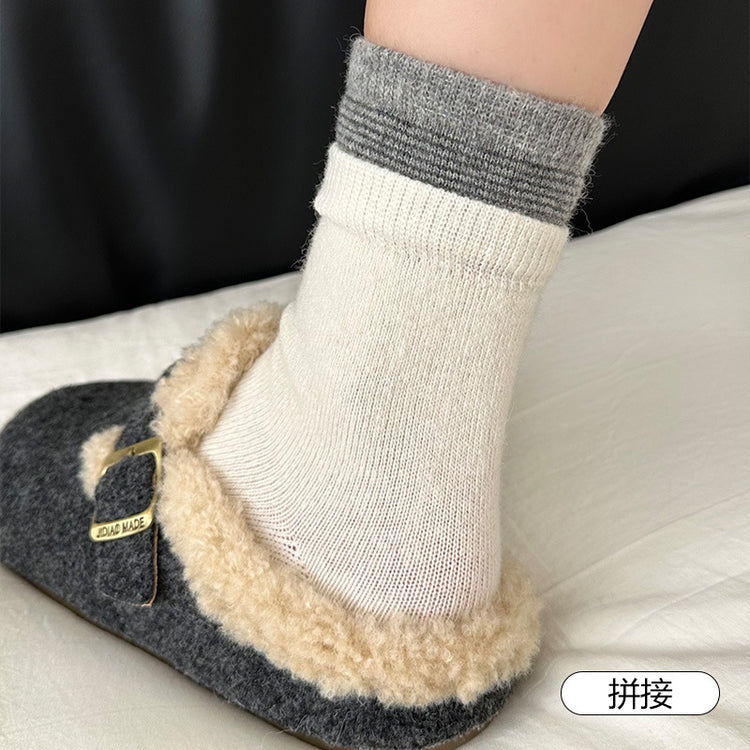 女襪|波點襪子女秋冬加厚保暖蓄熱鎖溫羊毛襪彈力親膚舒適ins潮中筒襪「NS29090」25.11-3