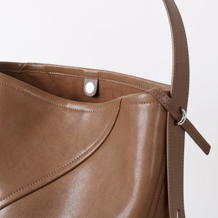 質感真皮|2025新款大容量牛皮拼接質感通勤子母包時尚百搭單肩腋下水桶包女「7056」25.09-3