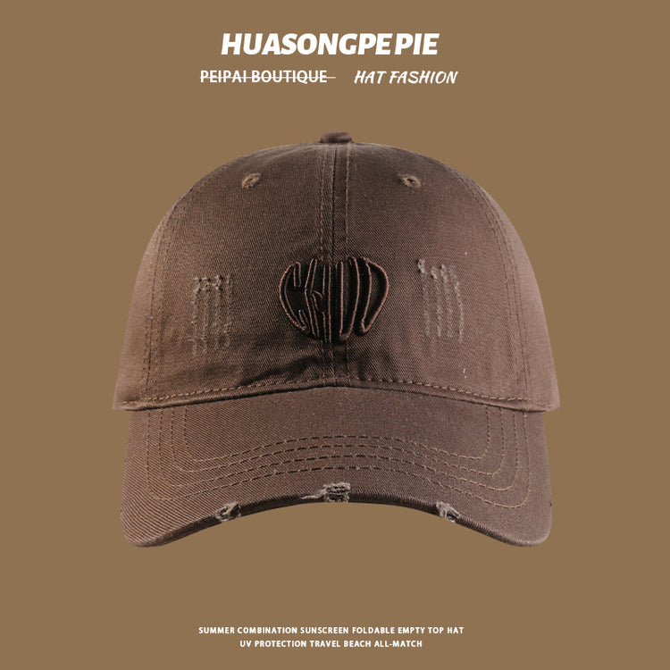 流行帽子|帽子防曬帽夏季女新款立體刺繡CHVD字母純色寬檐百搭遮臉棒球帽潮「C4065」24.06-3