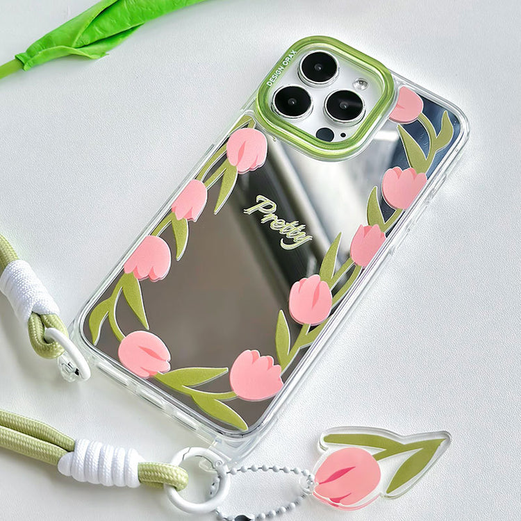 手機殼|iPhone14手機殼適用12掛繩鏡面殼蘋果15pro手機殼13promax女「WM0633」24.07