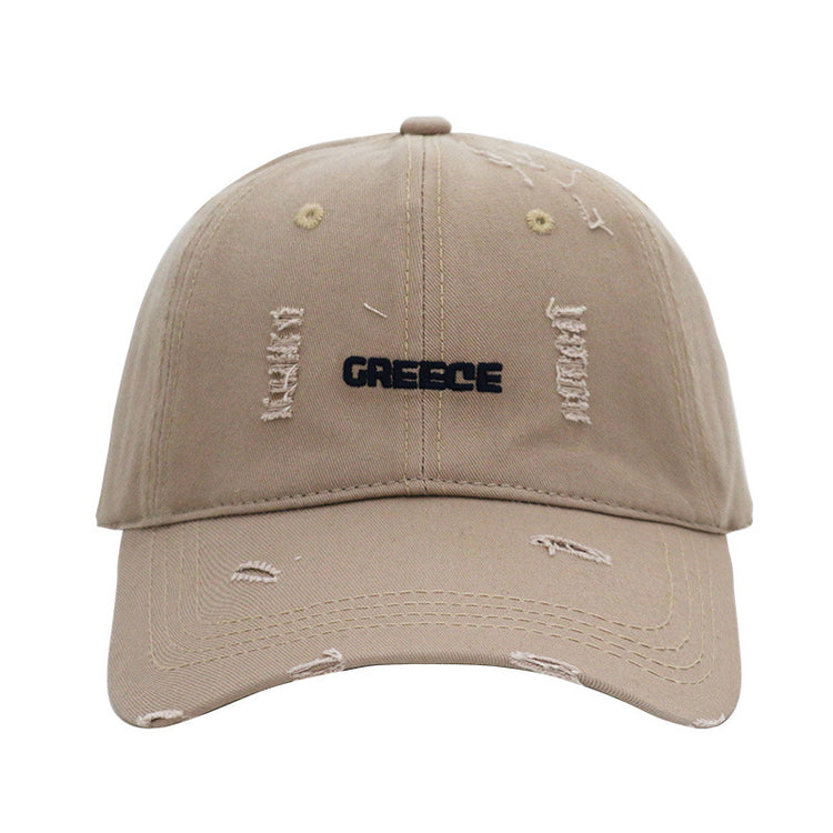 流行帽子|新款破洞字母帽子女情侶百搭鴨舌帽時尚個性刺繡棒球帽男顯臉小潮「C3830A」25.04-4