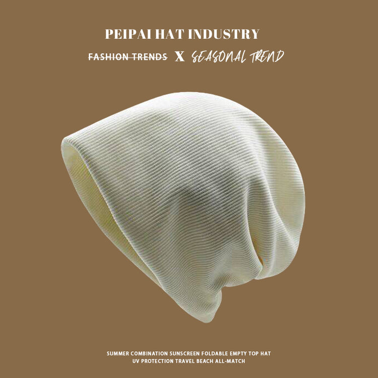 流行帽子|純色素顏燈芯絨堆堆帽子女冬季韓版寬松針織帽保暖冷帽嘻哈包頭帽「C4621」24.12-4