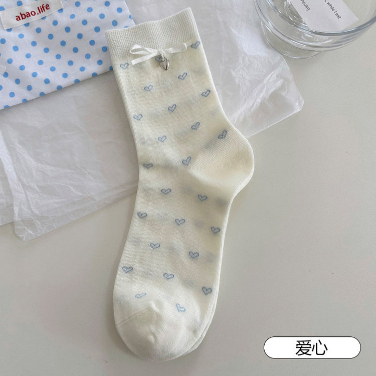 女襪|蝴蝶結襪子女韓系ins潮流吸汗透氣堆堆襪棉質親膚舒適襪子「AM2540」25.07-4