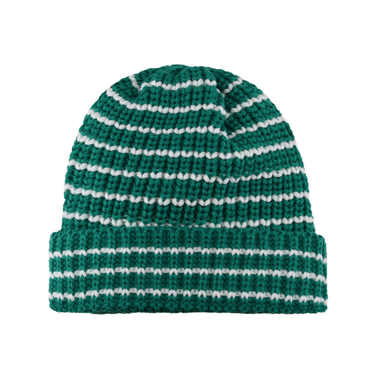 流行帽子|秋冬季保暖防寒帽子百搭純色拼色條紋針織帽韓版顯臉小毛線帽冷帽「C3340」24.11-4