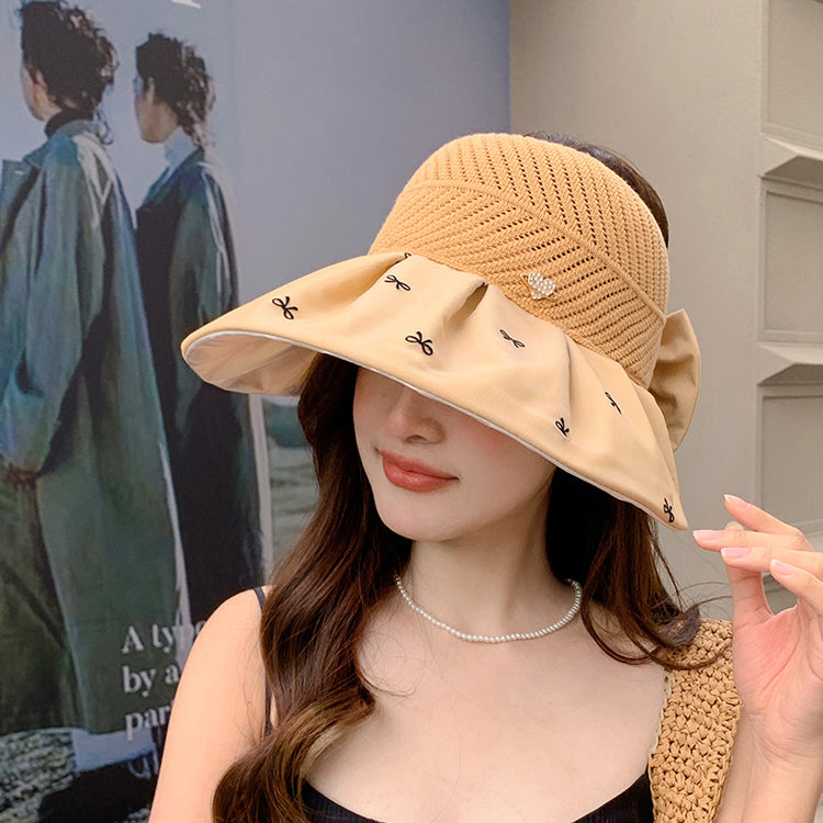 流行帽子|夏季新款帽子女蝴蝶結遮陽空頂帽韓版時尚防曬太陽帽戶外漁夫帽潮「C5203」25.04-4