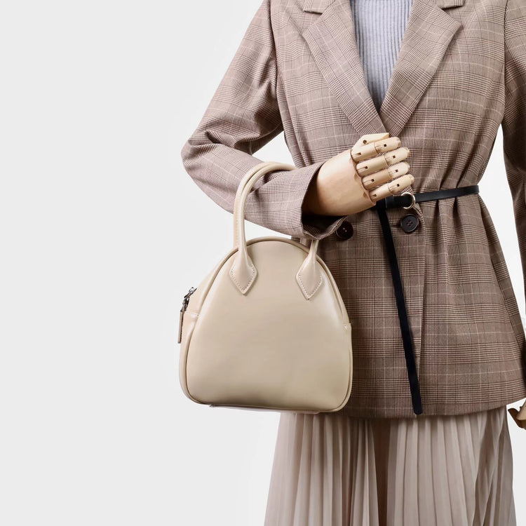 質感真皮|2025新款優質油蠟皮日式小眾貝殼包純日韓風手提單肩斜挎包女百搭「2532」25.02-2