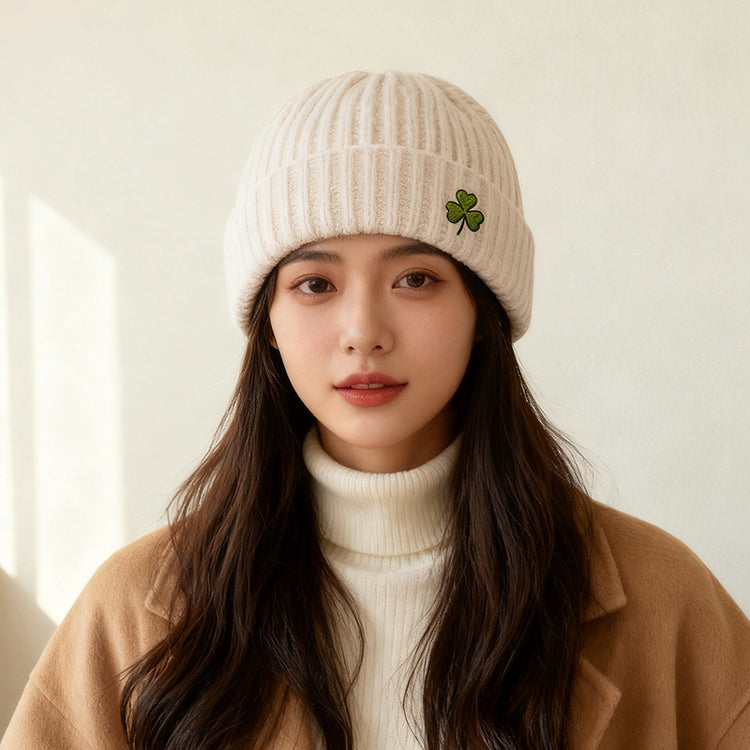 流行帽子|可愛花朵刺繡毛線帽子女秋冬保暖護耳針織帽顯臉小冷帽百搭套頭帽「C5802」25.11-2