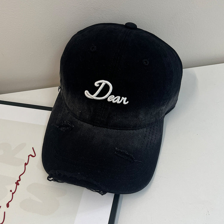 流行帽子|2024新款街頭復古文藝百搭立體繡扎染破洞棒球帽寬檐遮臉防風帽子「C4579」24.10-5