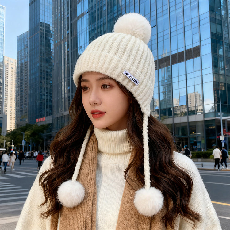 流行帽子|韓系針織毛線帽子女冬新款百搭護耳帽加厚保暖套頭帽顯臉小包頭帽「C5706」25.10-3